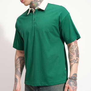 Polo de Algodón Verde para Hombre, Liso, de Manga Corta, Informal, para Adultos, Talla Grande - Product Image 3