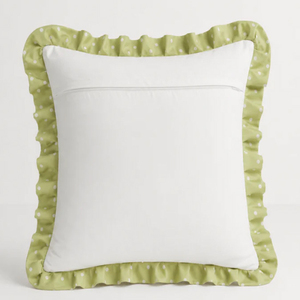 Green Polka Dot Couch <b>Cushion</b> <b>Cover</b> Square <b>Cushion</b> <b>Cover</b> With Ruffle Trim - Product Image 2