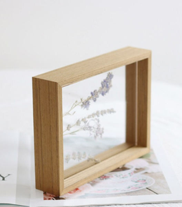 Custom Veneer Double Sided Glass <b>Floating</b> <b>Frame</b> Teak Picture <b>Frame</b> Embosments for Wedding Table Signage A4 Certificate - Product Image 2