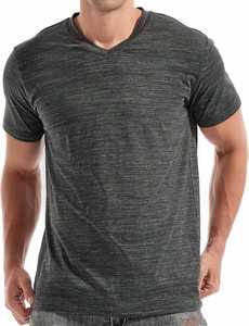 Camiseta Básica de Verano para Hombre, Cuello en V, Gris Oscuro, 100% Algodón, Tejido de Punto, Secado Rápido, Transpirable, Manga Corta, Informal - Product Image 2
