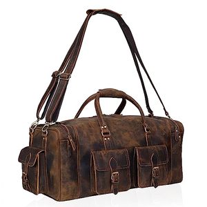 Sac de voyage unisexe moderne en cuir véritable de haute qualité, format cabine, grande capacité, avec fermeture éclair, design tendance - Product Image 2