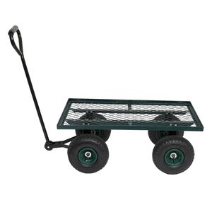 Carrello da Giardino Quadrato in Ferro e Legno 86*46*97cm, Verde, a Quattro Ruote, Chiuso, con Supporto OEM - Product Image 3