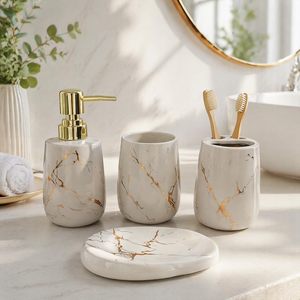 Stylish bathroom decor high end bathroom accessories marble decor <b>set</b> premium vanity decor bathroom storage accessories - Product Image 2