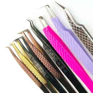 Pinzas para Extensión de Pestañas en Forma de Corazón, con Agarre de Diamante, Punta Puntiaguda, Acero Inoxidable, Curvadas a 45/90 Grados, Antiestáticas - Product Image 3