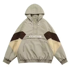 Custom Front Men's Winter Hooded <b>Vintage</b> Blouson Canvas <b>Windbreaker</b> Jacket Waterproof 100% Polyester Breathable Anti-Bacterial - Product Image 5