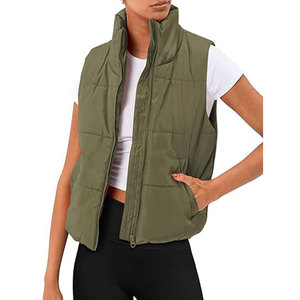 <span class=keywords><strong>Gilet</strong></span> Imbottito da <span class=keywords><strong>Donna</strong></span> <span class=keywords><strong>Verde</strong></span> con Colletto Alto e Cerniera, Colore Unito, Casual, Antivento, Leggero in Poliestere - Product Image 2