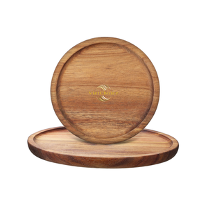 Bandeja Redonda de Madera Maciza con Logotipo Personalizado, Bandeja de Servicio de Madera Natural para Servir Café, Té en Hoteles y Restaurantes - Product Image 4
