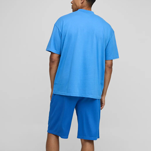 Ensemble de survêtement sport décontracté deux pièces pour homme, imprimé uni, 100 % coton respirant, écologique et personnalisable - Product Image 6