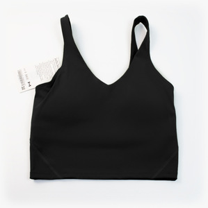 Sujetador deportivo sin costuras con cuello en V para mujer, soporte medio, top de yoga de color liso con tirantes finos no ajustables - Product Image 2