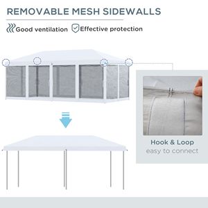 Tenda Pop-up 10x20 per Esterni, Riparo Solare Istantaneo con 6 Pareti Laterali in Rete per Feste, Eventi, Matrimoni, Giardino e Spiaggia - Product Image 6