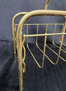 Porte-revues en fil métallique finition or, support de rangement vintage avec poignée, porte-revues en laiton - Product Image 6