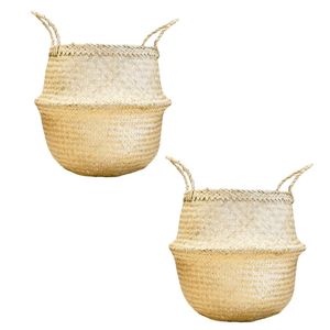 Paniers décoratifs faits à la main en jonc de mer pour couvrir les pots de plantes et la décoration, panier pliable tissé à la main pour le rangement - Product Image 1