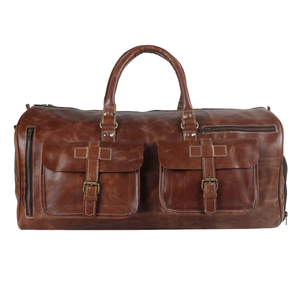 Best Selling Products Indian Vintage Handmade Genuine Goat <b>Leather</b> <b>Duffle</b> Travel <b>Bag</b> for Sale - Product Image 1