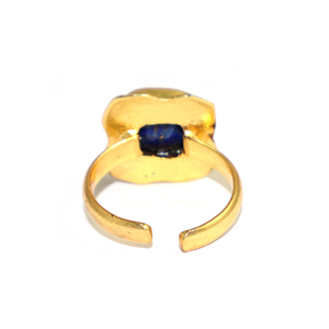 Geometric Cocktail <b>Ring</b> 18K Gold Plated Natural <b>Lapis</b> <b>Lazuli</b> Cushion Stone Bohemian Style Unisex Daily Wear Jewelry Wholesale - Product Image 3