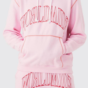 <b>Pink</b> Men's Hooded <b>Tracksuit</b> Full Length Solid 100% Cotton Lightweight Streetwear Sweatpants with Side Pockets Elastic Waist - Product Image 5