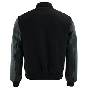 Varsity <b>Jacket</b> Melton Wool and Genuine <b>Leather</b> Custom Varsity <b>Jacket</b> Black Versity <b>Jacket</b> PU <b>Leather</b> Sleeve stand - Product Image 2