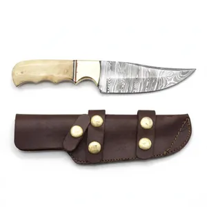 Cuchillos de Caza de Hoja Fija con Mango en Tono Marfil, Acabado Estampado y Funda de Nogal para Campamentos y Tareas al Aire Libre - Product Image 3