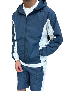 Conjunto de Jogger deportivo gráfico personalizado 2025, chaqueta y pantalones cortos de nailon a prueba de viento 100%, chándal cortavientos informal con cuello levantado - Product Image 4