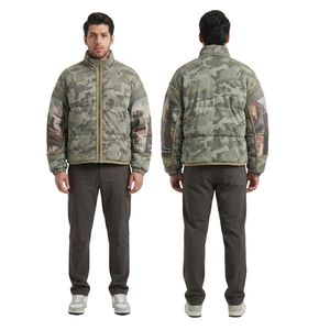 Wholesale High Quality Waterproof Breathable 100% Polyester Long Stand Collar Streetwear Front Logo Casual Puffer <b>Jacket</b> - Product Image 1