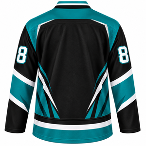 Maillot de hockey sur glace personnalisé pour homme, numéro 8, impression sublimée, manches longues, polyester, vêtements d'équipe - Product Image 3