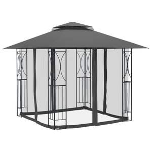 118.1 antracite "x 118.1" x 106.3 "baldacchino in acciaio & Gazebo con pareti laterali - Product Image 3