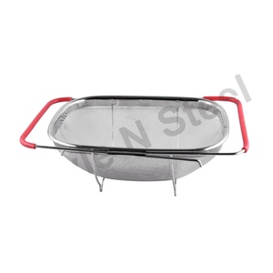 Colador de café de acero inoxidable con mango largo para fregadero, colador, cesta, colador con mango de alambre, Metal con soporte - Product Image 1