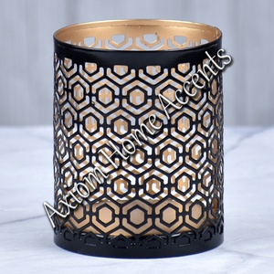 Portavelas de metal rústico Acabado antiguo para centros de mesa de comedor de Navidad y decoración del hogar por Axiom Home Accents - Product Image 2