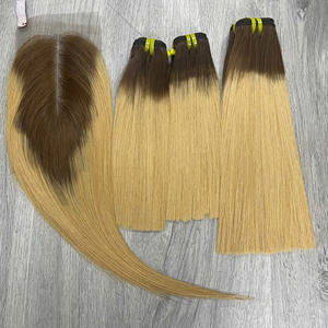 มัดและปิดผมมนุษย์สีบลอนด์แบบไล่ระดับสี - Product Image 3