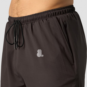 Pantalones Cortos Deportivos para Hombre, Negros, Sólidos, de Secado Rápido, Transpirables, de Cintura Alta, con Cordón Ajustable y Logotipo Frontal, de Poliéster - Product Image 5