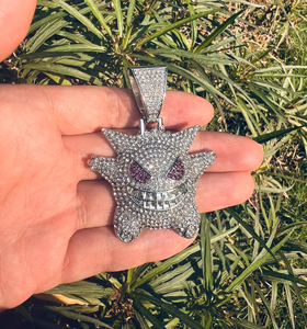 Pendentif Monstre Fantôme en Moissanite Argentée, Bijou Hip Hop Iced Out, Collier Scintillant Gothique Streetwear pour Hommes - Product Image 5