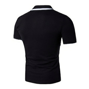 Men Slim Fit Printed <b>Polo</b> tShirt Premium <b>Black</b> Designer Casual Short Sleeve Collar Tee Fashion Smart Casual <b>Top</b> Breathable - Product Image 3
