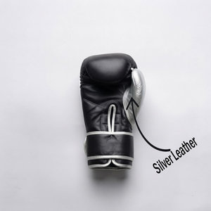 Guantes de Boxeo de Cuero Genuino al por Mayor – Guantes de Sparring Negros y Plateados de 14oz con Cierre de Velcro, Logotipo Personalizado para Entrenamiento de Boxeo - Product Image 5