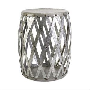Fancy Round Galvanized Metal Drum <b>Stool</b> with Wooden Lid <b>Storage</b> Ottoman for Living Room Home Furniture Industrial Style - Product Image 4