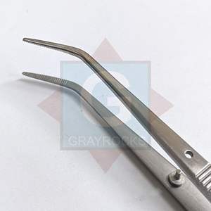 Pinzas dentales Gray Rocks de acero inoxidable plateadas con mango de diseño cruzado de lujo y agarre acolchado manual de 5 posiciones de mandíbula - Product Image 5