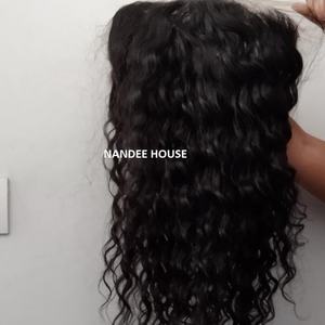 Peluca de encaje frontal alineado con cutícula de templo indio, peluca de encaje completo con extensiones de cabello humano de grado de cabello Remy transparente - Product Image 1