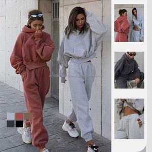 Ensemble de survêtement décontracté pour femme, sweat-shirt à capuche décontracté, veste à capuche, tissu extensible quadridirectionnel, vente chaude - Product Image 2