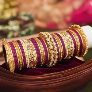 Women's Traditional Bridal Ethnic Fashion Jewelry <b>Set</b> Gold Plated Crystal Stone <b>Bangles</b> 10575602DPU_2.4 - Product Image 3