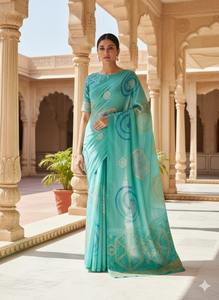 Sari prêt-à-porter et chemisier prêt-à-porter en tissu viscose soie de qualité supérieure, vêtements indiens et pakistanais traditionnels. - Product Image 5