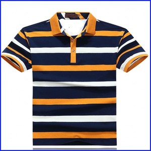 Polo de Manga Corta a Rayas para Hombre, Corte Regular, Cierre de Botones, Tejido de Punto, Casual, Patrón Azul, Blanco y Beige - Product Image 4