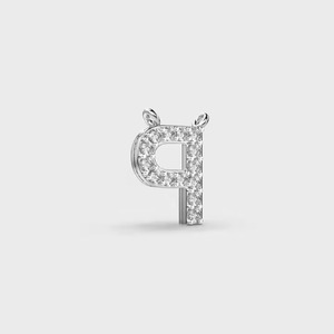 P Shape Rhodium Plated Letter Jewelry Pendants <b>Charms</b> Unisex Hip Hop Style <b>Silver</b> Plated Classic - Product Image 2