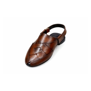 New Design LEATHER STUDIO Peshawari Chappal <b>Clogs</b> 100% Cow Leather Rubber Handmade Light Weight Peep Toe Buckle Strap Customized - Product Image 2