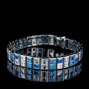 Luxury IGI Certified Lab Grown 28ct Princess Cut Diamond Classic Tennis Bracelet 14K White <b>Gold</b> Heavy Link Unisex Wedding - Product Image 1