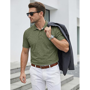 Camisa de Manga Corta para Hombre, Color Azul Claro, Cuello Redondo, Tejido de Poliéster, Informal, Transpirable, de Secado Rápido, Corte Oxford - Product Image 4