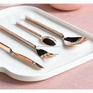 Ensemble de 3 couverts en cuivre plaqué cuivre, cuillère, fourchette et couteau, pour anniversaire, fiançailles, décoration de table - Product Image 5