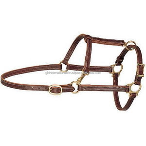 Cabestro de caballo de cuero de grano de alta calidad, Barbilla ajustable y broche de garganta, herrajes chapados en latón duraderos, todos los tamaños personalizados disponibles - Product Image 5