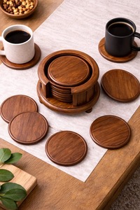 Handmade Wooden Round Coasters Reusable Cup Mats for Coffee Tea and Dining Table At <b>Cheap</b> Price - Product Image 6