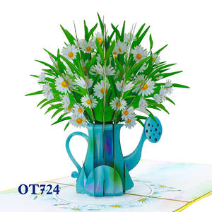 Tarjeta Pop-Up 3D de Papel con Flores de Margarita Blancas, Diseño Personalizado, Hecha a Mano, Decoración para el Hogar, Vietnam, Hanói - Product Image 1