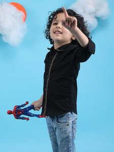 Chemise noire élégante pour garçons, chemise décontractée pour fête, chemise en coton pour enfants, chemise tendance pour garçons, chemise pour anniversaire, tenue de fête - Product Image 3