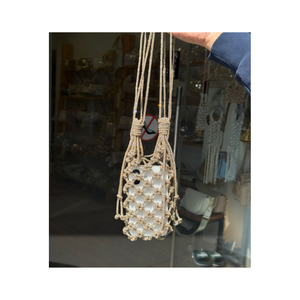 Top Selling Handmade Beaded Macramé <b>Mini</b> Bag Boho Style Open-Weave Purse with Decorative Knots Perfect for Smartphones - Product Image 1