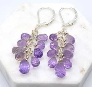 Dainty Amethyst Briolette <b>Earrings</b> Light Purple Gemstone Sterling Silver <b>Gold</b> Plated Third Party Certified Handmade Gift for Her - Product Image 6
